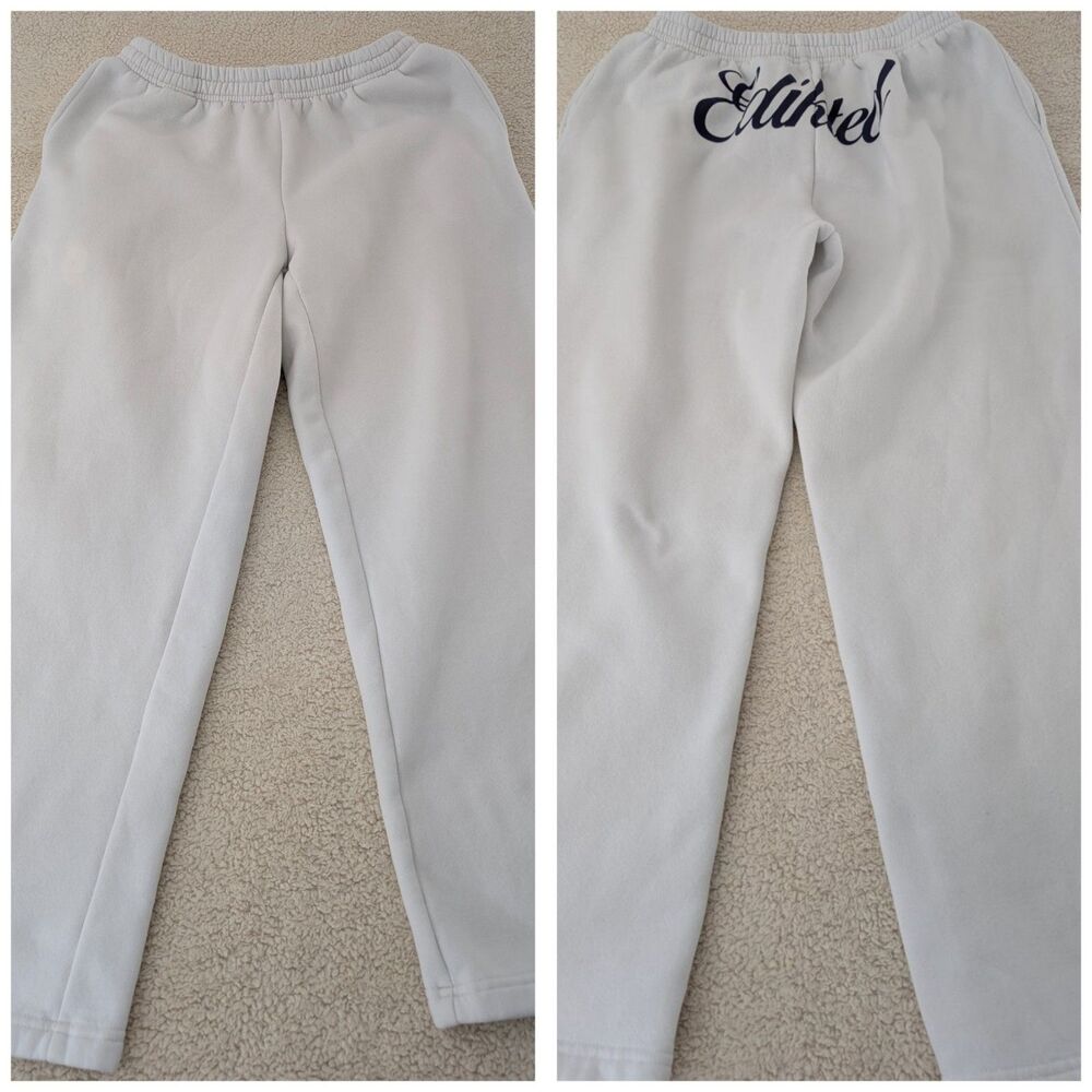 Edikted Women's Medium Logo Sweatpants Oversized White 28-35" W Fit Comfortable